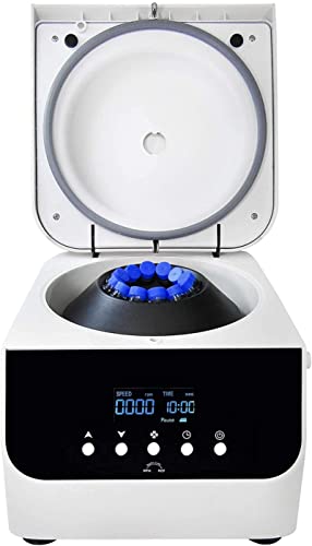 Desktop-Zentrifuge, Blutpräparat-Zentrifugen-Laborgerät mit Digitalanzeige, 500–5000 U/min einstellbar, 10S-99Min59s-Timer für den Probentrennungstest, 12 x 10 ml (Timing-Typ 100 ml x 4 Löcher)