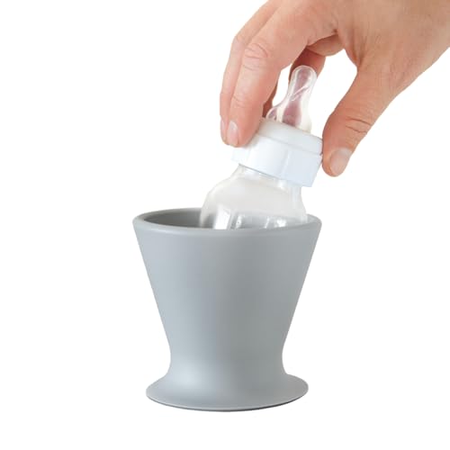 Ingenuity Bokee Babyflaschenhalter Hands Free - Ein-Hand-Flasche oder Trinktasse Vorbereitung für Baby bis Kleinkind, grau