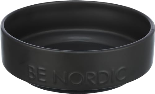 TRIXIE Hundenapf aus Keramik BE NORDIC 500 ml schwarz - moderner Fressnapf für kleine Hunde ø 16 cm Keramiknapf mit rutschfester Gummierung - 24523