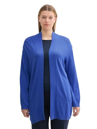 TOM TAILOR Damen 1044773 Plussize Basic Cardigan Strickjacke, 10619-Preppy Jean Blue, 48 Größen