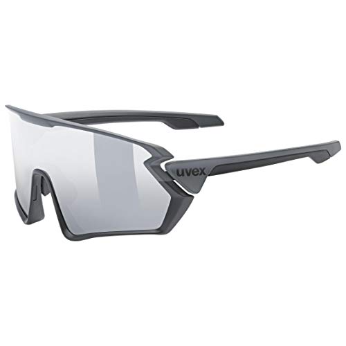 Uvex sportstyle 231 - Sportbrille für Damen und Herren - guter Schutz vor Sonnenstrahlung - druckfreier Sitz & perfekter Halt - black-grey matt/mirror silver - one size