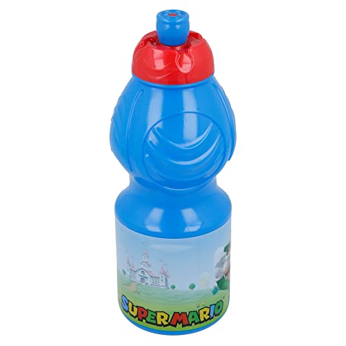 Stor Super Mario | Kinder-Wasserflasche mit Anti-Leck-Verschluss | Wiederverwendbare Kinder-Wasserflasche mit Anti-Tropf-Verschluss - Bpa frei - 400 ml, Schwarz