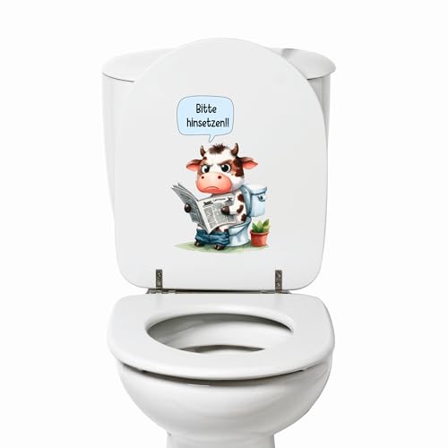 GRAZDesign WC Deckel Aufkleber Bitte setzen Witziger Lustiger DIY Badezimmer Wandtattoo Sticker Toilette Aufkleber Tür für Wandaufkleber