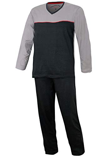 Kbsocken Schlafanzug Herren Lang - Pyjama Nachtwäsche für Herren (DE/NL/SE/PL, Alphanumerisch, M, Regular, Grau)