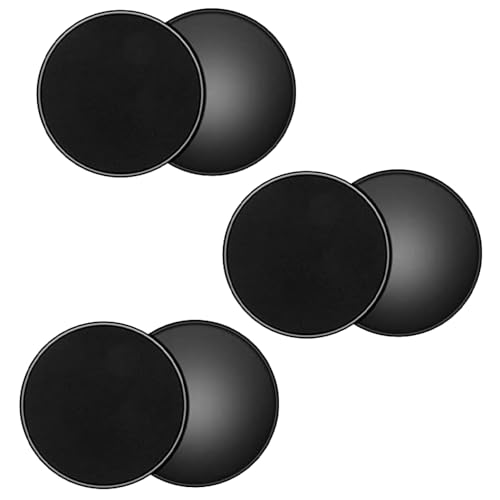 Wzhtuzi Sliders Fitness, 6 Stück gleitscheiben Fitness Doppelseitige Slider Pads Gym Gliding Discs Gleitende für Fitnessstudio, Yoga, Pilates, für Teppich, Fliesen, Laminat, Holzboden, Schwarz