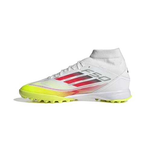 adidas Damen F50 League Mid Football Boots Turf Women Fußballschuhe, Cloud White/Lucid Red/Solar Yellow