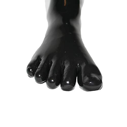 Rubberfashion Latex Zehensocke lang - Latex Zehen Socken wadenlang - Latex Strümpfe für Damen und Herren schwarz 0.4mm XL