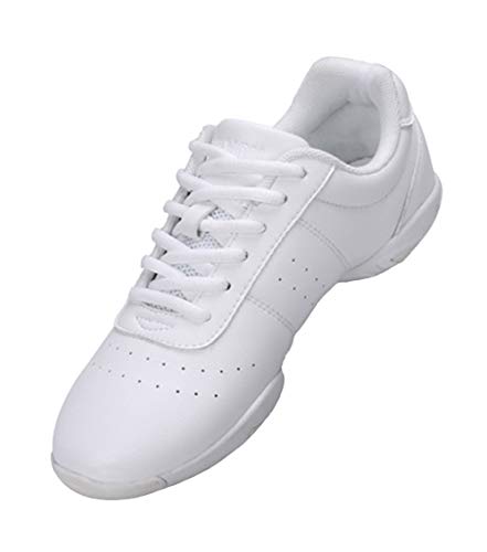 Lnafan Damen Mädchen Schnürschuhe Gym Sport Aerobic Cheerleading Training Tanzschuhe, weiß, 35.5 EU