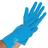 FRANZ MENSCH 1 Stück Chemikalienschutzhandschuhe Satin Blue | Latex, Packung, blau, 7/S, L: 30cm, Chemikalien Schutz Handschuhe,Säure und Alkalibeständigkeit handschuhe, Chemie Handschuhe