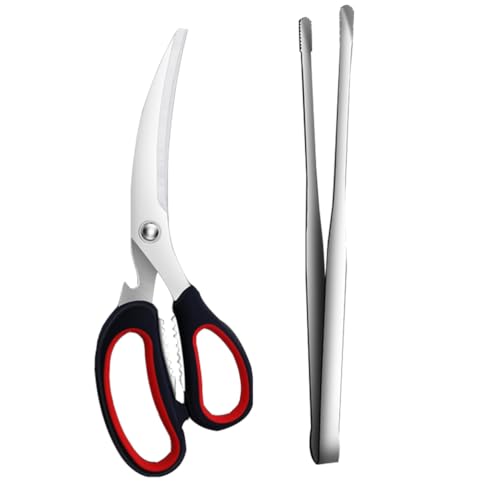 UPKOCH 2 StüCk Koreanische Grillschere Und Grillzange Aus Edelstahl, Ergonomisches Design, Rutschfest, Ideal FüR Bbq Und KüChe
