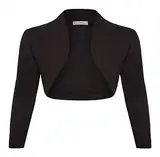 DANAEST Damen Bolero 3/4-Arm Elegante kurz Strickjacke Festliche Schulterjacke (702), Farbe:Schwarz, Blazer 1:42 / XL