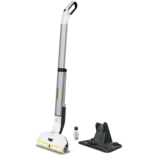 Kärcher Elektrischer Wischmopp EWM 2, kabelloser Bodenreiniger mit 2 rotierenden Mikrofaserwalzen, Akkulaufzeit: ca. 20 min, Flächenleistung pro Akkuladung: ca. 60 m², Weiß