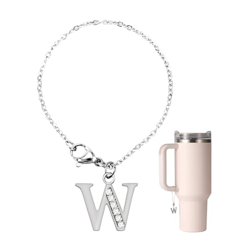 NQEUEPN Charms Buchstaben für Stanley Cup, Strasssteine Alphabet Anhänger Personalisierter Namens-ID-Alphabet-Griff-Charm Buchstaben Anhänger für Stanley-Zubehör (Buchstabe W)