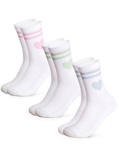 Occulto Damen Herz Tennis Socken 3er Pack (Modell: Venus), Sport Socken Grün Pink Blau 39-42