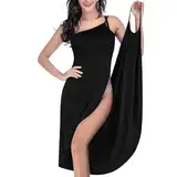 SNONESIY Strandkleid Damen Schwarzes Strandkleid,Strandkleider Damen Sommer Geeignet für den Sommer,Strandurlaub,Spaziergänge(Größe L)