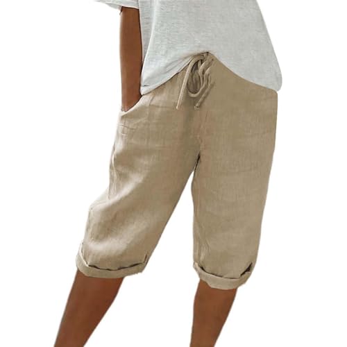 WDCHAOYUE Leicht, Hose Grün Damen, Leichte Sommerhose Damen Kurz, Viskose Hose Damen Sommer Leicht, Sommerhose Damen Leicht, Shorts Damen Knielang, 3/4 Hose, Weisse Hosen Damen Pflege, Sommer Hose