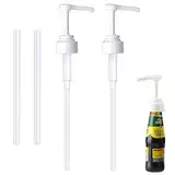 Ksvaye 2 Stück Dosierpumpe für 25-40 mm Gewinde Flasche Dosierspender Austernsauce Pumpspender Kunststoff Ersatz Sirup Pumpe Wiederverwendbar Pumpaufsatz für 500ml/1000ml Flasche (Weiß)