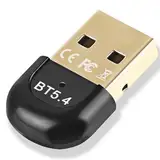Bluetooth Adapter 5.4, USB Bluetooth Stick Dongle (EDR & BLE) Plug and Play Bluetooth Stick für PC für PC Laptop Desktop Computer, unterstützt Windows 11/10/8.1/7