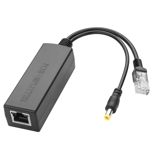 Gigabit PoE Splitter YACSEJAO PoE 48V zu DC 12V/2A Power Over Ethernet Konverter RJ45 zu 5,5mm×2,1mm Stecker für Sicherheitskameras, Wireless AP, Router