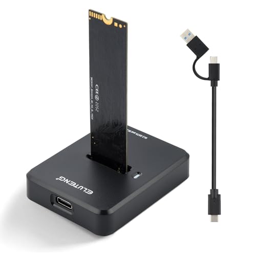 ELUTENG Festplatten Dockingstation, M.2 NVME & SATA Docking Station, 10Gbps M2 SSD auf USB Gehäuse für M-Key B+M Key, Duales Protokoll Adapter für 2230 2242 2260 2280 SSD mit Anti-Rutsch-Pads