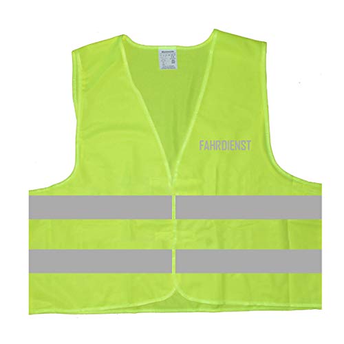 Warnweste - Signalweste - FAHRDIENST - Warnweste mit reflektierendem Aufdruck - Größe L/XL, Gelb