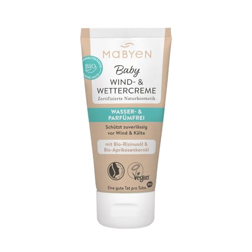 MABYEN Wind- und Wettercreme 50 ml | ÖKO-TEST Sehr gut - Babycreme Körper und Gesicht - Zertifizierte Naturkosmetik - Natrue, Vegan, Parfümfrei, Wasserfrei.