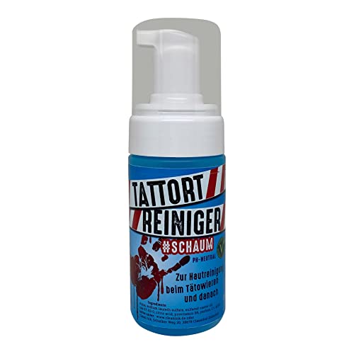 Clean Ink Tattort Reiniger Schaum 150 ml zur Hautreinigung während des Tätowiervorgangs und danach Tattoo, Vertrieb durch HAN-SEN GmbH, Blau