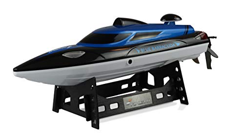 Amewi 26093 Blue Barracuda V2 Mini Boot 2,4GHz RTR, Safeschalter, kentersicher, doppelte Abdeckung, Schwarz-Blau