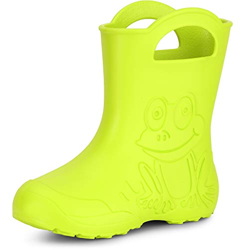 Ladeheid Eva federleichte Kinder Gummistiefel für Jungen und Mädchen Regenschuhe LA-CA-01 (Limone, 22/23 EU)