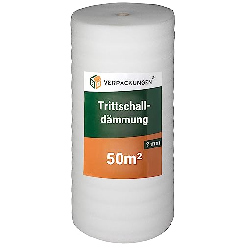 BB-Verpackungen 50 m² Trittschalldämmung (2 mm stark, sehr gute Schall- und Wärmedämmung)