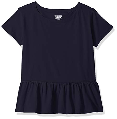 LOOK by crewcuts Mädchen Schößchentop, Kurzarm, navy, 10