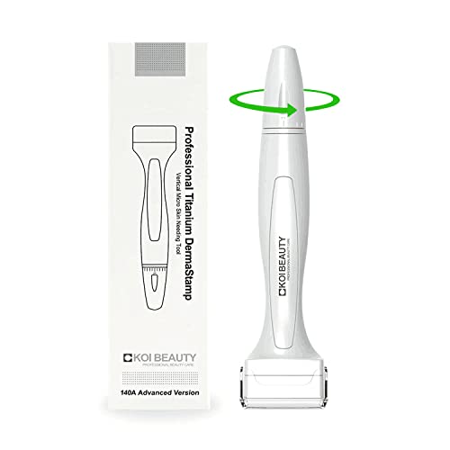 KOI BEAUTY Derma Stamp 0-3.0 mm Einstellbar, Professioneller Microneedling Pen Dermaroller mit 140 ECHTE NADELN Titan, Dermapen Dermastamp für Gesicht, Körper, Haare, Bartwuchs für Frauen Männer