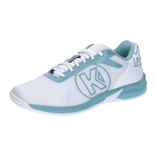 Kempa Unisex Attack Three 2.0 W Game Changer Handballschuhe, Sportschuhe, Turnschuhe, weiß/Aqua, 39 EU