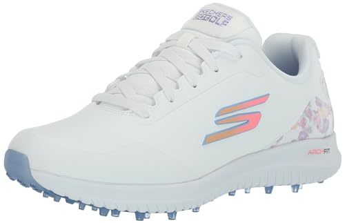 Skechers Go Max Arch Fit Spikeless Golfschuh für Herren, Weißes Blumenmuster, wasserdicht, 39.5 EU