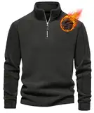 Livonmone Herren Fleece Pullover Warmes Microfleece Sweatshirt Half Zip Fleecepullover für Herbst und Winter Dunkelgrau XL