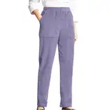 QWUVEDS Kurze Lockere Hose Damen Kordhose mit hoher Taille weitem Bein, gerade Hose, große Cordhose für Damen Kurze Hose Kariert Damen (0115A-Purple, M)