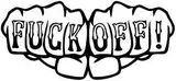 Old School Knuckle Tattoo - Fuck Off - Allwetter-Aufkleber, Vinyl-Aufkleber, Auto, Laptop, LKW, Werkzeugkasten, Fenster, Tumbler, Boot, Anhänger usw (Rot, 5x6)