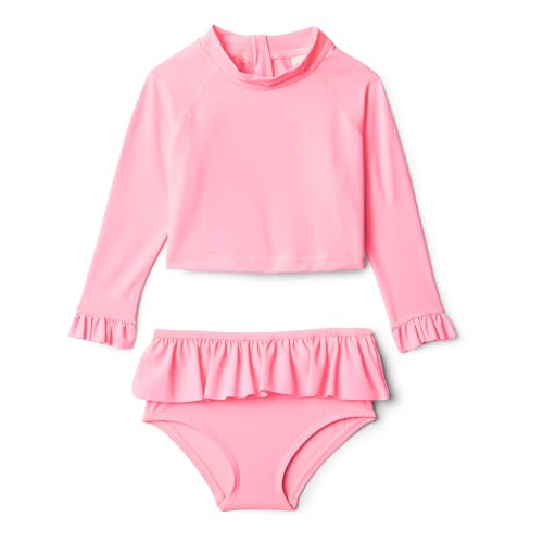 Amazon Essentials x Sofia Grainge 2-teiliges Langarm-Rashguard-Set für Mädchen, Kräftiges Rosa, 4 Jahre