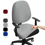 BalladHome Bürostuhl Bezug Stretch Bezug Für Bürostuhl Universal Office Computer Stuhlbezug Drehbare Office Stuhlbezüge Abnehmbare Waschbare Bürostuhl Stuhlhussen Bezug (Hellgrau,1PC)-F