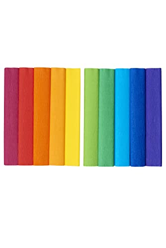 Krepppapier 25x200cm Mix Regenbogenfarben 10er Pack