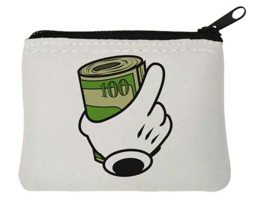Geldbörse aus Neopren, Cartoon-Hände, Geldbewegungen, 10 x 11 cm, Weiß, weiß, Einheitsgröße