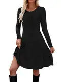 Zetieny Kleider für Damen Langarm Pulloverkleid Frauen Rundhalsausschnitt A-Linie Freizeitkleid Herbst und Winter