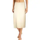 Damen Unterrock ca. 70 cm - Unterröcke Elegantes Unsichtbar Underskirt aus weichem Bambus Viskose (Beige, S-M)