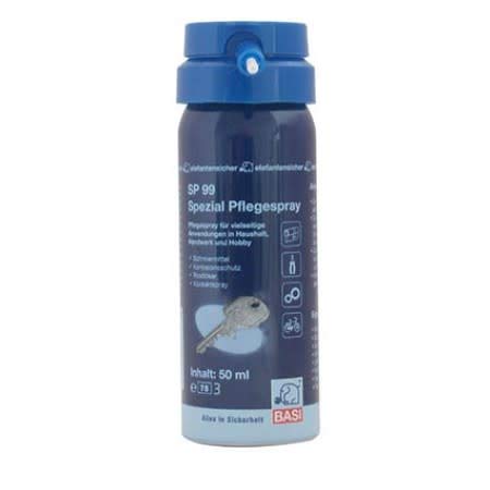 BASI SP 99 Spezial Pflegespray a 50 ml 1 VE = 12 Dosen a 50 ml im Verkaufsdisplay.