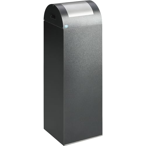 Selbstlöschender Wertstoffsammler, Volumen 89 l, BxHxT 320 x 1045 x 320 mm, antiksilber, Klappe silber.