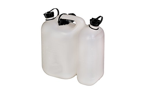 hünersdorff 824900 ECO / Doppelkanister / Kombikanister für Kraftstoff und Öl mit zwei Einfüllsystemen, 5,5 + 3 Liter, UN-Zulassung, Made in Germany, weiß