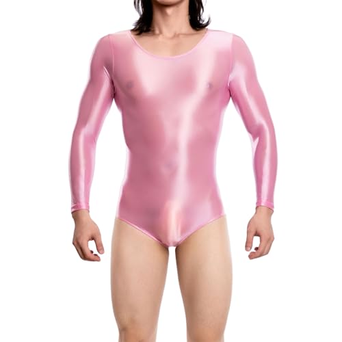 Glossy Bodysuit Herren Bequem Unterwäsche Sexy Mesh Jumpsuit Lange Ärmel Netz Body Dessous Nachtwäsche Catsuit Schlafanzug Loungewear Hausanzug