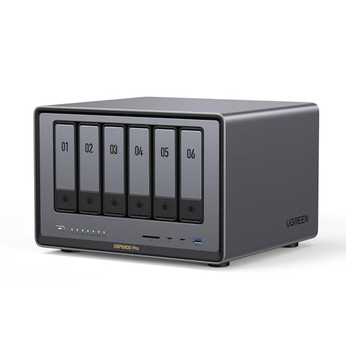 UGREEN NASync DXP6800 Pro 6-Bay Desktop NAS, Intel i5 1235u 10-Core CPU, 8GB DDR5 RAM, 128G SSD, 2 * 10GbE, 2*M.2 NVMe Steckplätze, 8K HDMI, 2*TBT4, Network Attached Storage (Diskless)