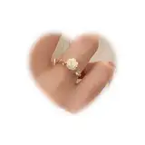 Boho Ring Mit Weißen Blumen Weiße Rose Knuckle Ring Rosen Blüten Stapelring Gepunkteter Kristall Fingerring Offener Ring Mit Strasssteinen Goldfarbener Verstellbarer Ring Schmuck für Frauen Geschenke