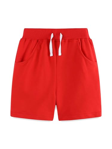 Freebily Baby Kinder Junge Shorts Baumwolle Elastische Taille Kurze Hose Mit Kordelzug Sommer Freizeit Sport Shorts Gr 80-122 Rot 92-98